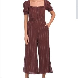 DRA Los Angeles Striped Casual Romper sz M Vino Burgundy